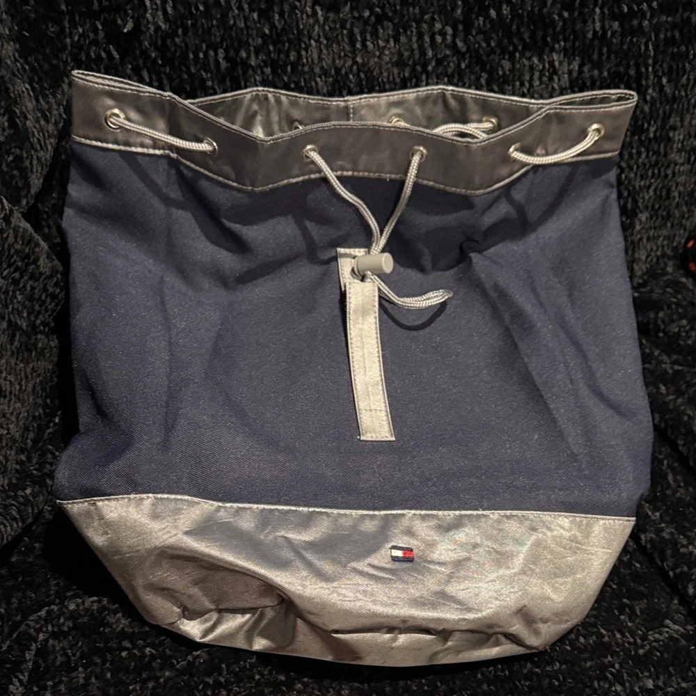 Tommy Hilfiger Blue and Gray Duffel Bag